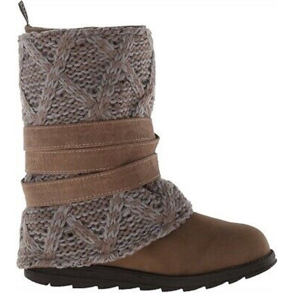 ✨NEW Muk Luks | 3 in 1 Taupe Nikki Belt Wrapped Mid Calf Water Resistant Boots - Picture 2 of 16